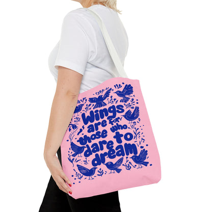 Wings Are for Those Who Dare to Dream Tote Bag | Inspirational Bird-Themed Reusable Bag