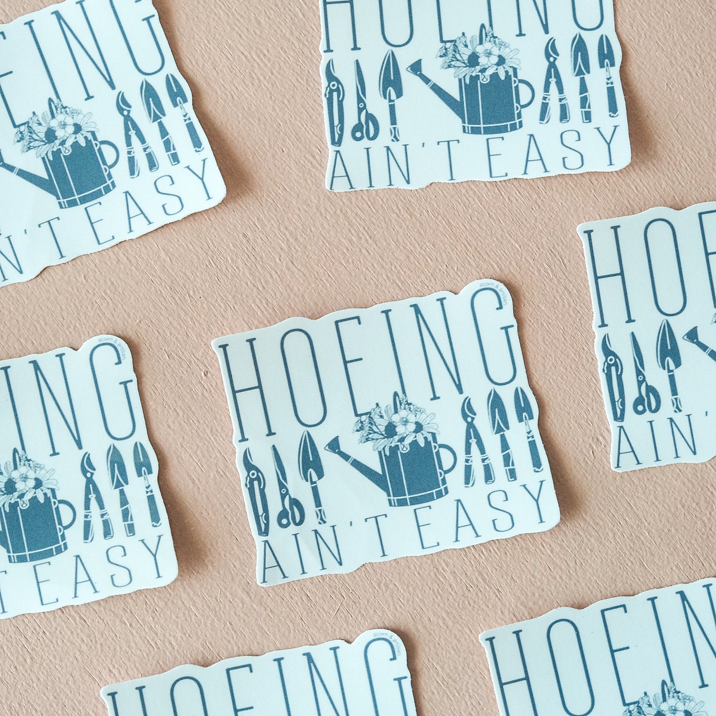 Hoeing Ain’t Easy Sticker | Funny Gardening Decal for Plant Lovers