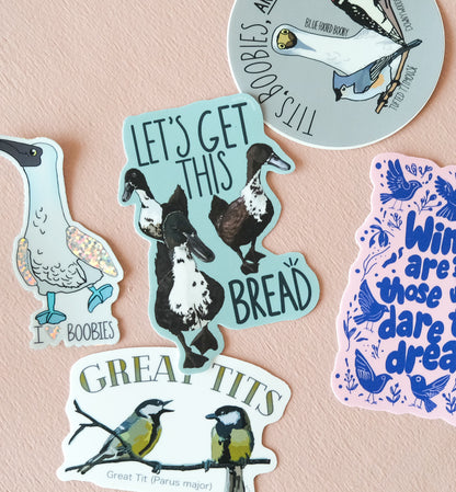 Let's Get This Bread | Funny Bird Lover Decal for Pun Enthusiasts