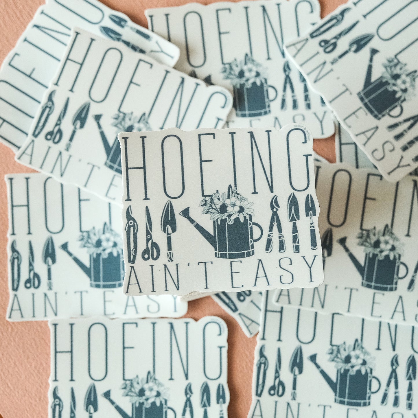 Hoeing Ain’t Easy Sticker | Funny Gardening Decal for Plant Lovers