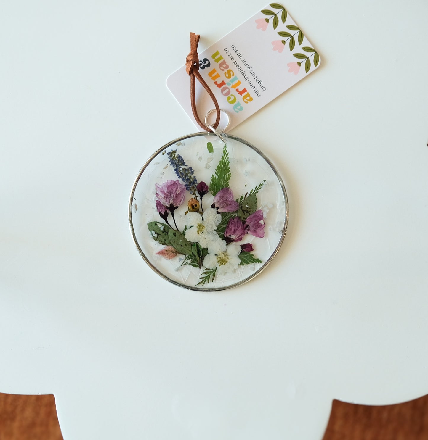 Circle Suncatcher with Flowers & Fruit – Rainbow Maker for Your Window