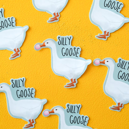 Silly Goose, Bubble Gum Blowing Goose | Funny Bird Lover Decal for Pun Enthusiasts