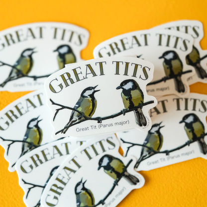 Great Tits Sticker | Funny Bird Lover Decal for Pun Enthusiasts