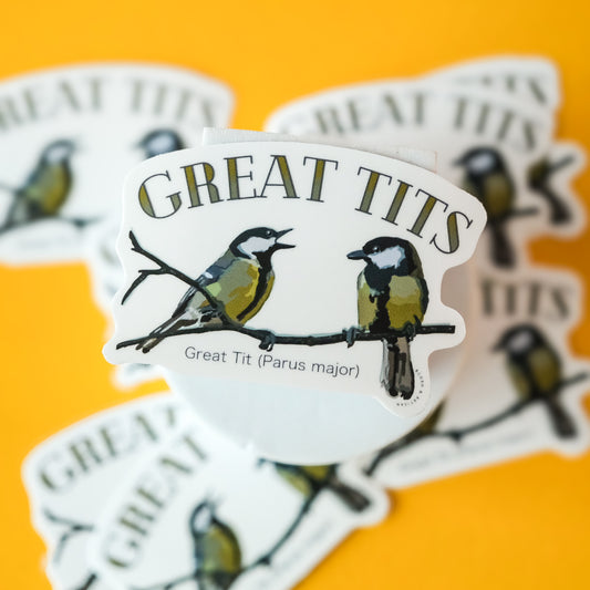 Great Tits Sticker | Funny Bird Lover Decal for Pun Enthusiasts