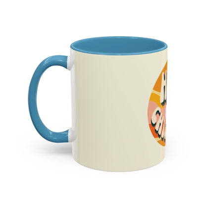 White ceramic mug with a whimsical illustration of a chickadee perched on a branch, accompanied by the playful text 'Hey Chickadee!' in bold lettering. Perfect for bird lovers and coffee enthusiasts.