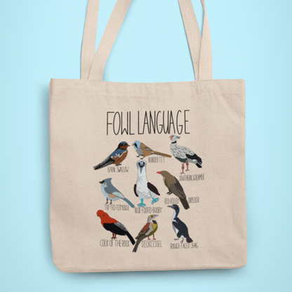 Fowl Language Birding  Canvas Tote, Bird Watcher Bag, Birding Enthusiast, Funny Bird Lover Bag, Birding Gift Idea