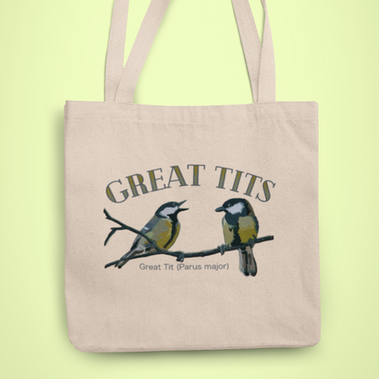 Great Tits Bird-Watchers Tote Bag | Bird lover gift | Eco-Friendly Reusable Bag | Quirky Gift for Friends & Family | Office Humor Bag