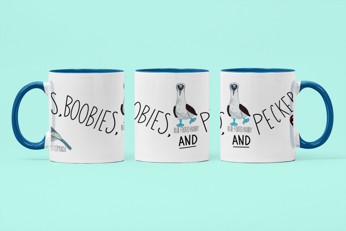 Tits, Boobies & Peckers Mug | Funny Bird Lover Gift for Pun Enthusiasts