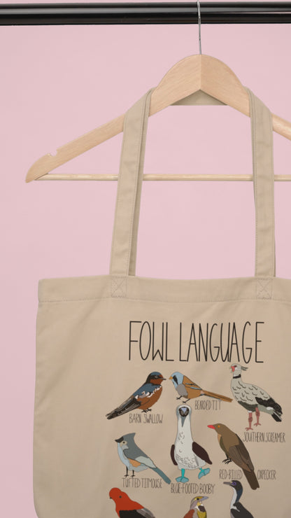 Fowl Language Birding  Canvas Tote, Bird Watcher Bag, Birding Enthusiast, Funny Bird Lover Bag, Birding Gift Idea