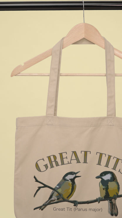 Great Tits Bird-Watchers Tote Bag | Bird lover gift | Eco-Friendly Reusable Bag | Quirky Gift for Friends & Family | Office Humor Bag